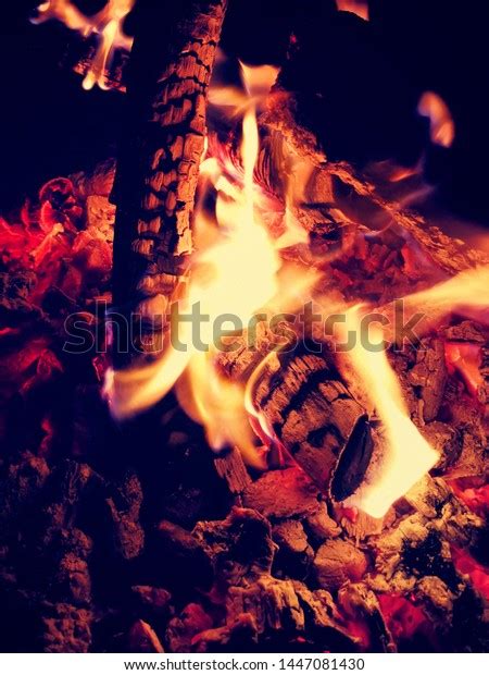 Campfire Night Charcoal Burning Stock Photo 1447081430 Shutterstock