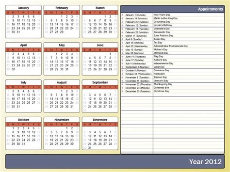 A Calendar For The Year 2012 And 2013