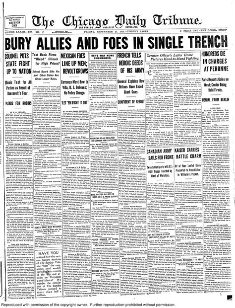 Sept 25 1914 Historical Newspaper Chicago Tribune Newspapers