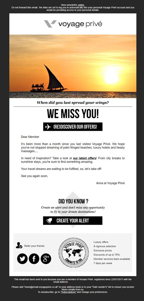 Reengagement Email From Voyage Prive Email Marketing Emailmarketing