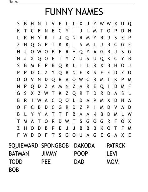 Funny Word Search Printable