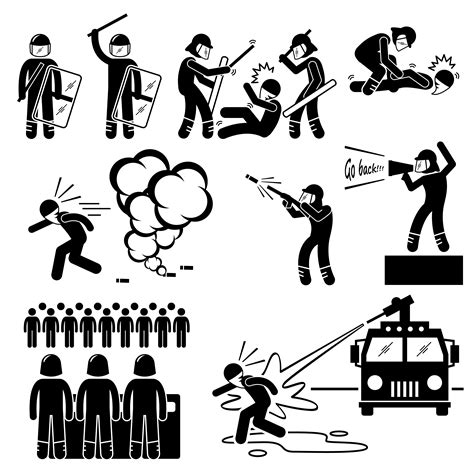 Riot Police Stick Figure Pictogram Icons Download Free Vectors