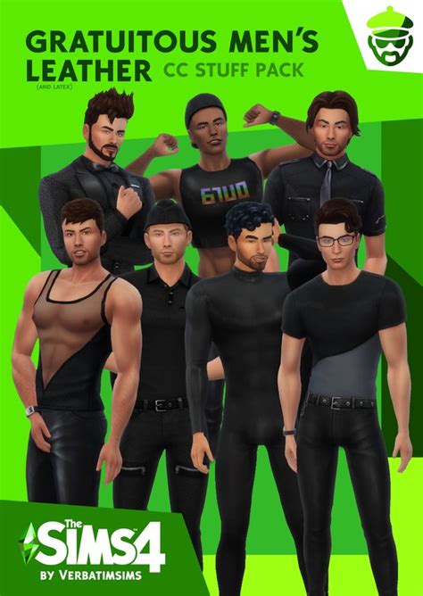 Gratuitous Mens Leather Stuff Pack 😈 Verbatimsims Sims 4 Men Clothing Sims Sims 4