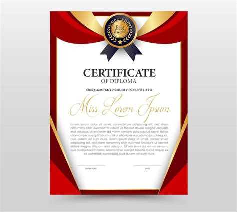 Premium Vector Stylish Red And Gold Diploma Certificate Template