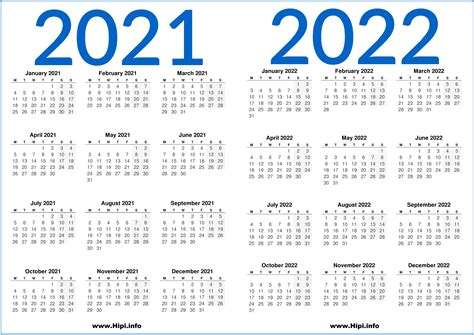 20212022 Uk Printable 2 Year Calendar