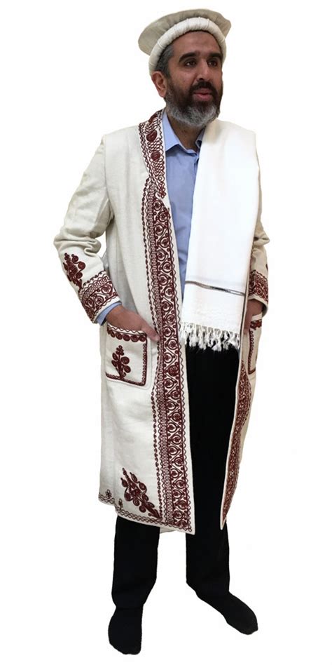 Hand Made Afghan Chitral Over Coat Winter Chugha Pakol Patu Mens White