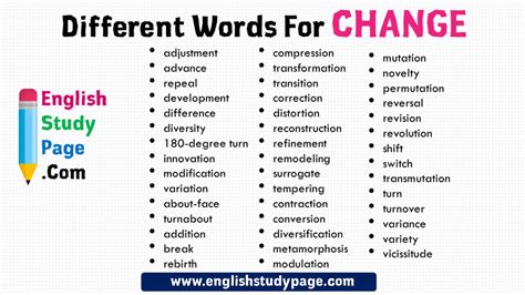 40 Different Words For Change Synonym Words For Change English