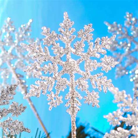 White Glitter Snowflake Picks Holiday Florals