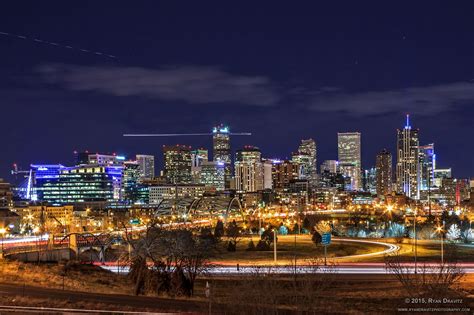 Classic Denver Skyline Angle With Some Helicopter Action Taken Last