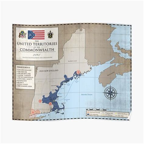 Fallout Commonwealth Map Poster For Sale By Vintage Travler Redbubble