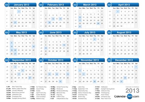 2013 Calendar With Holidays Pdf Viewing Gallery