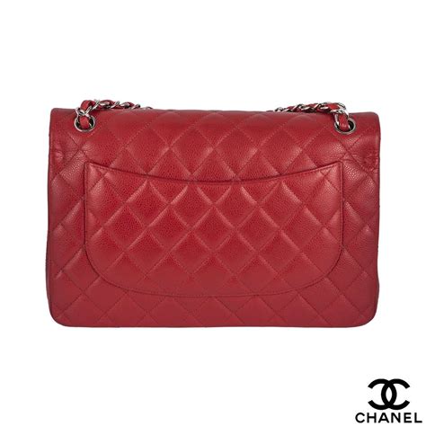 Chanel Red Classic Double Flap Jumbo Handbag Rich Diamonds