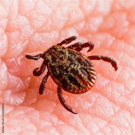 Fotka „infectious Encephalitis Tick Insect On Skin Encephalitis Virus