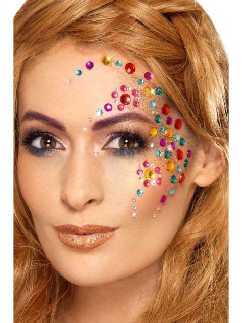 20 Pink And Red Self Adhesive Rainbow Jewel Women Adult Face Gems