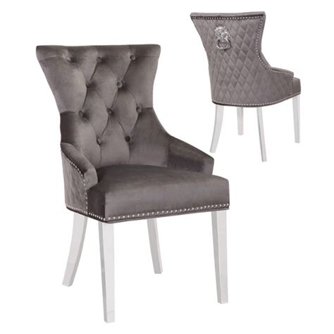 Madison Grey Velvet Dining Chairs In Pair Furniture In Fashion