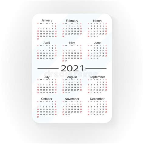 Calendario Simple De 2021 Años Ilustración Del Vector Ilustración De