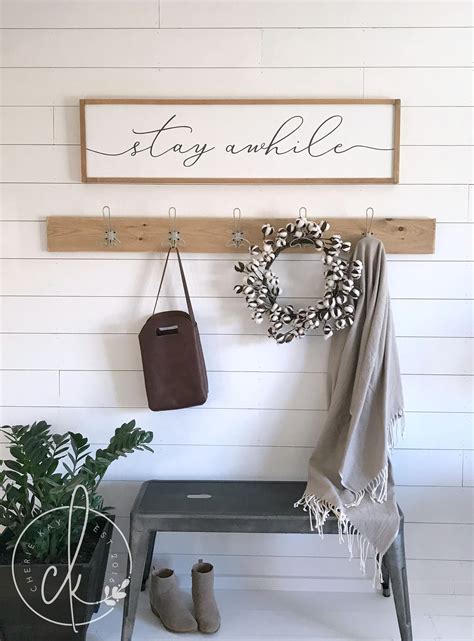 Stay Awhile Sign Home Wall Decor Wood Framed Sign Wall Etsy