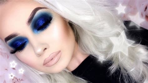 Royal Blue Glitter Smokey Eyes Makeup Tutorial Youtube