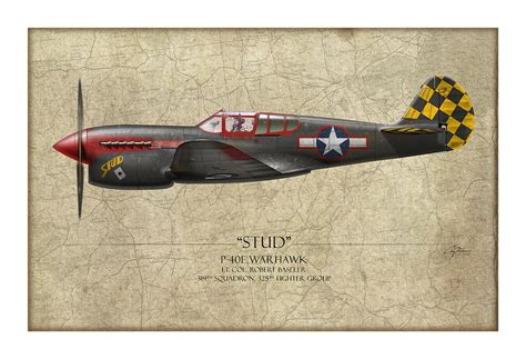 Stud P 40 Warhawk Map Background Painting By Craig Tinder
