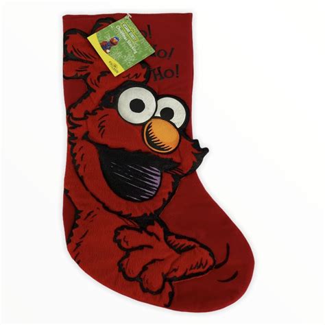 Nwt Sesame Street Elmo Christmas Stocking Ho Ho Ho Red Applique