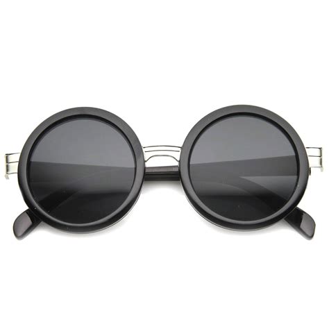 Large Round Frame With Metal Accents Retro Sunglasses 9888 Retro Sunglasses Round Frame