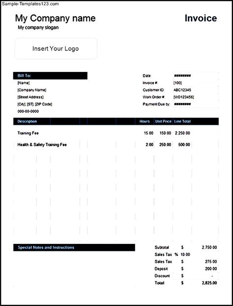 Service Invoice With Customer List Sample Templates