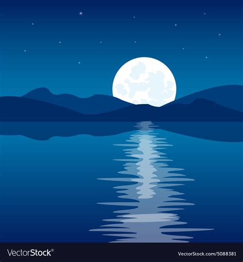 Reflection Of The Moon In Water Royalty Free Vector Image