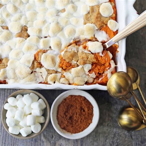 Sweet Potato Casserole With Marshmallows And Streusel Modern Honey