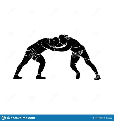 Wrestling Logo Vector Template Illustration Symbol Silhouette Design