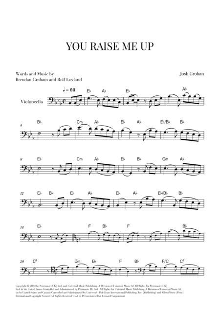 You Raise Me Up For Cello Solo Free Music Sheet Musicsheets Org