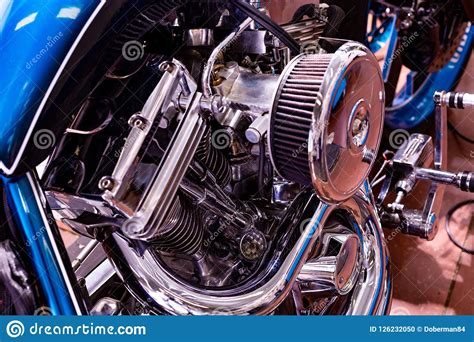 Engine Close Up Shot Of Beautiful And Custom Made Motorcycle Stock Photo Image Of Design
