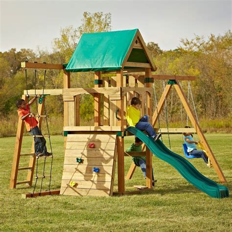 Shop Swing N Slide Trekker Wooden Swing Set Kit With Slide Monkey Bars