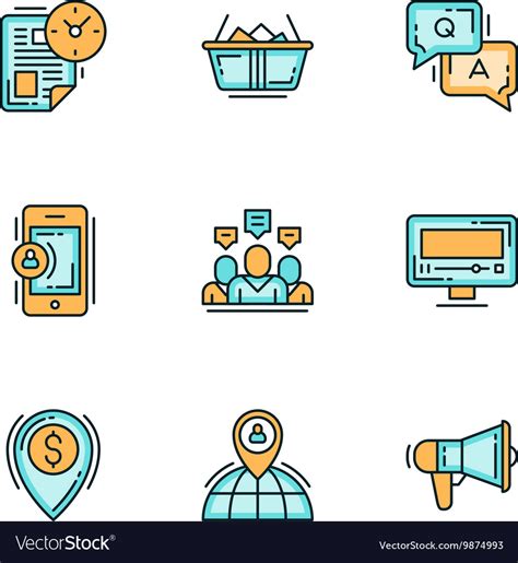 Business Processes Related Icons Colored Flat Vector Image