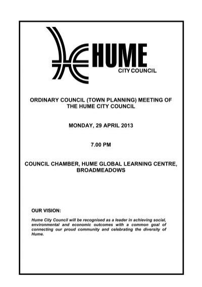 Ordinary Council Town Planning Hume City Council