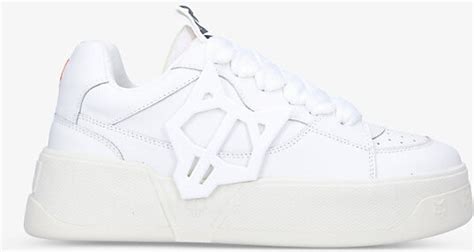 Naked Wolfe Mens White Kosa Wolfe appliqué Low top Leather Trainers