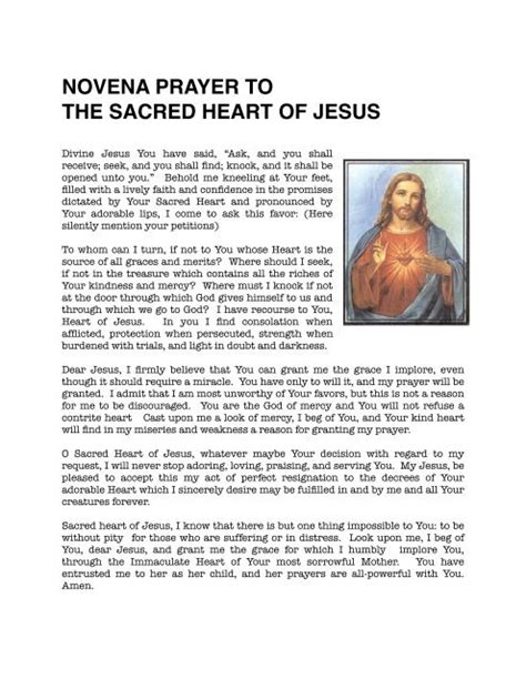 Novena Prayer To The Sacred Heart Of Jesus