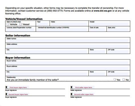 sample vehicle bill  sale forms