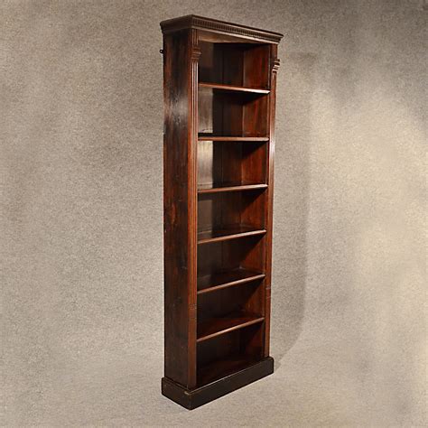 Antique Oak Tall Bookcase Narrow Library Cabinet Antiques Atlas