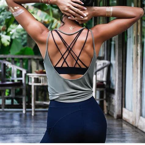 Beautiful Backless Yoga Tank Top Yoga Tank Tops Fit Women Sport T Shirt