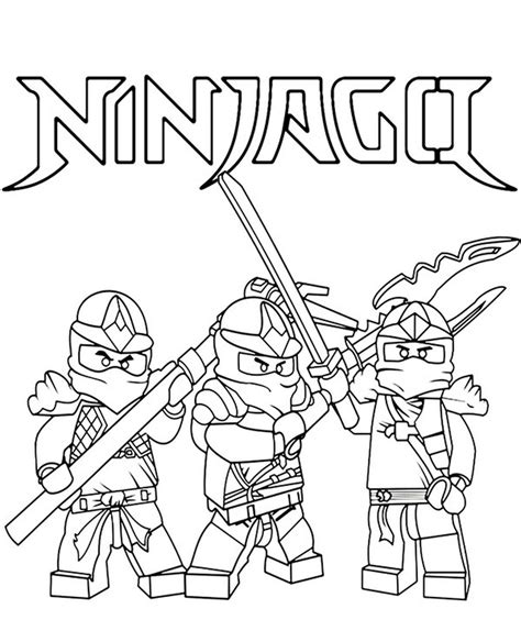 Lego Ninja Team With Weapons Coloring Page Free Download