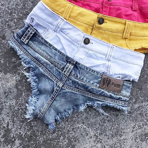 2019 2018 Summer Very Sexy Beach Ultra Short Pants Women Slim Low Waist Jeans Shorts Hole Ripped