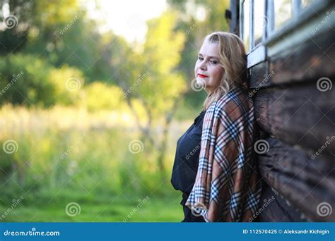 An Elderly Woman On The Porch Of A House Stock Image Image Of Care