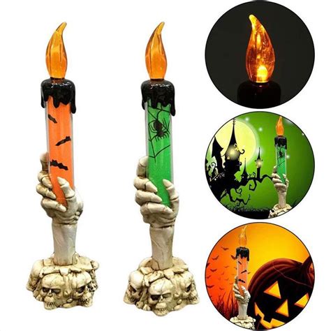 2020 brelong halloween led light skull candle holder skeleton ghost hand flameless candle