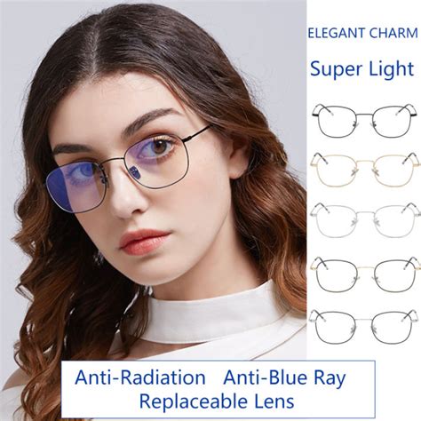 anti radiation anti blue ray eyeglasses replaceable lens computer glasses oval frame women men