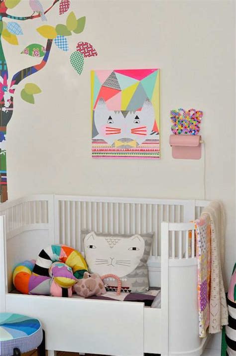 If there's only one room for your kids and one is a toddler and the other is a baby, this is our favorite shared kids' room floor plan. 10 Brilliantly Bright Neon Kids Rooms - Tinyme Blog