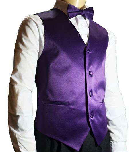 Solid Purple Boys Tuxedo Vest And Bow Tie Set Boys Tuxedo Tuxedo