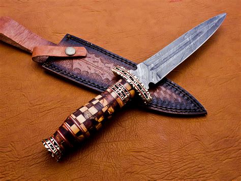 Custom Handmade Damascus Steel Hand Forged Dagger Knife Wood Etsy