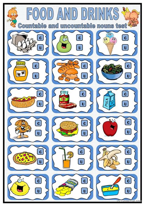 Food And Drink Countable And Uncoun English Esl Worksheets Pdf And Doc