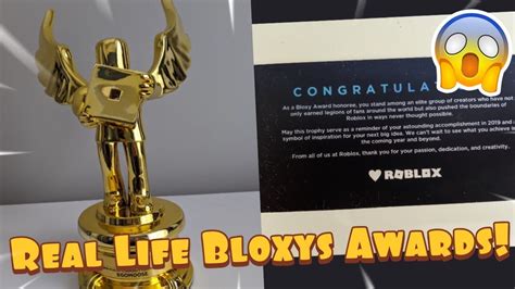 Real Life Roblox Bloxys Award Trophy Youtube