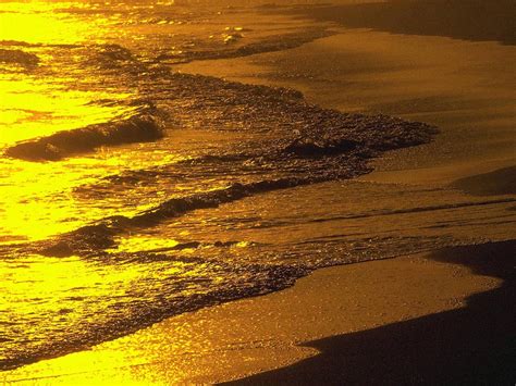 Download Wallpaper beach sunset sea gold, 1024x768, Golden Sea at sunset